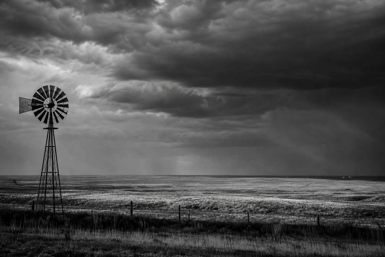 Texas Panhandle Black and White Landscape